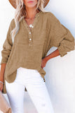 Sky Blue Crinkle Textured Loose Henley Top