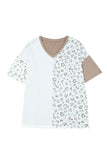 Plus Size Leopard Patchwork Short Sleeve Top