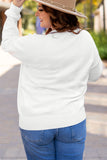 White Plus Size Thankful Ivory Embroidered Sweater