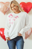 White Sequin Bowknot High Low Oversize Sweatshirt