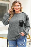 Sequin Patchwork Long Sleeve Plus Size Top