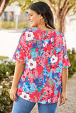 V Neck Dolman Sleeve Plus Size Floral Blouse