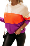 Color Block Drop Shoulder Round Neck Knit Sweater