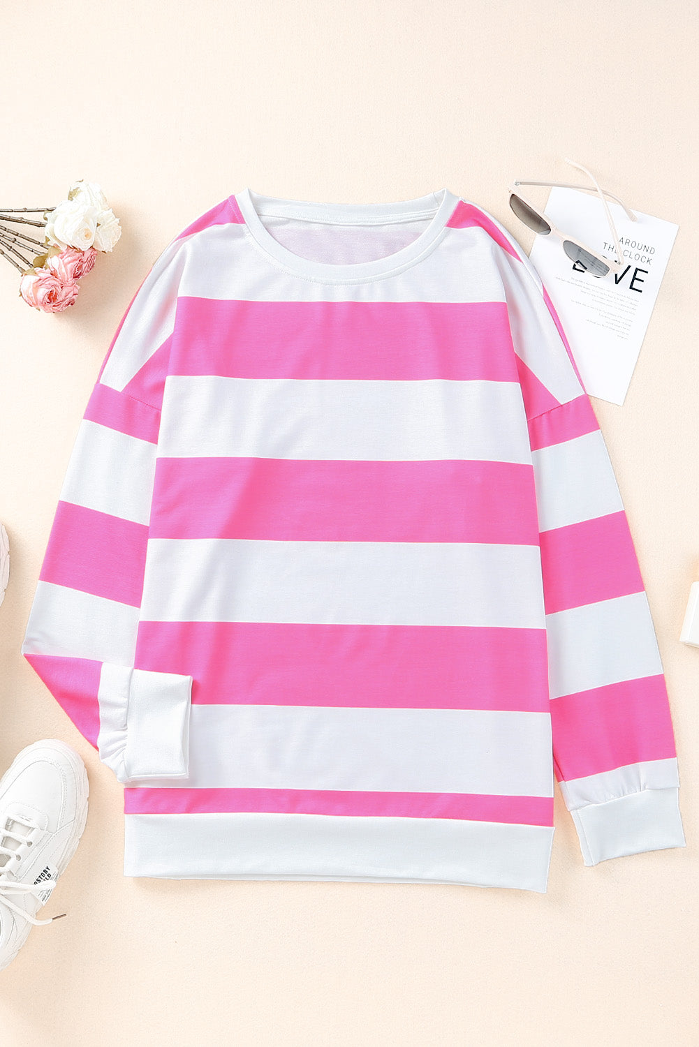 Striped Side Slit Plus Size Sweatshirt