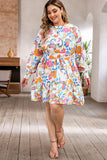 Robe Orange Paisley Florale Ceinturée Grande Taille