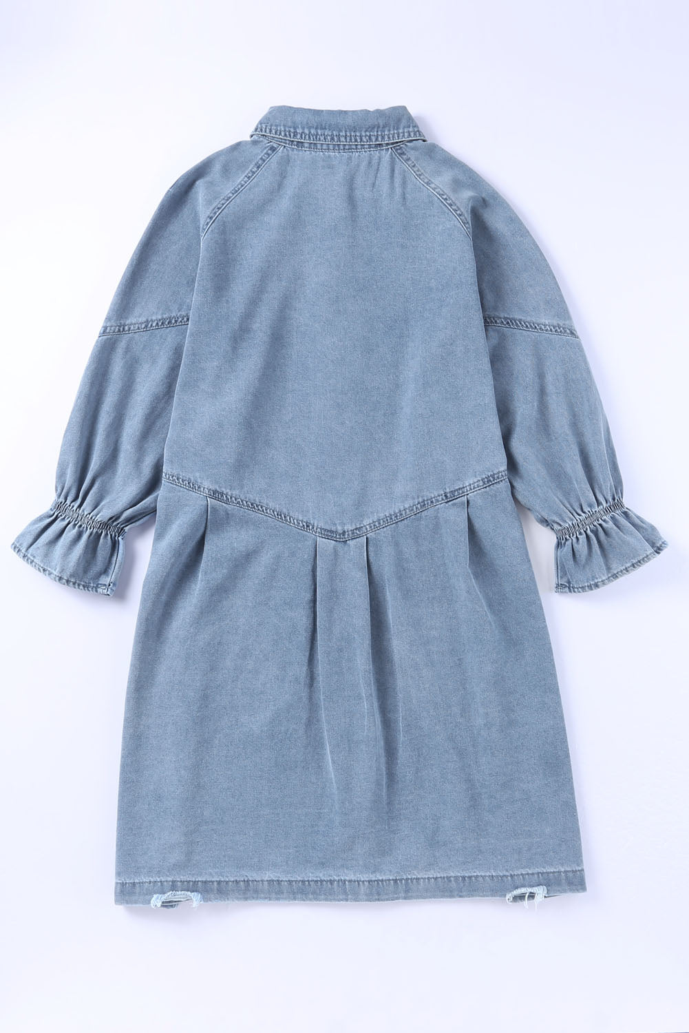 Mini-robe en jean boutonnée grise à manches longues