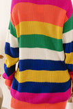 Cardigan long imprimé à rayures multicolores