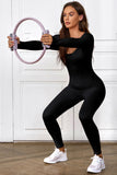 Scoop Neck Long Sleeve Seamless Yoga Jumpsuit