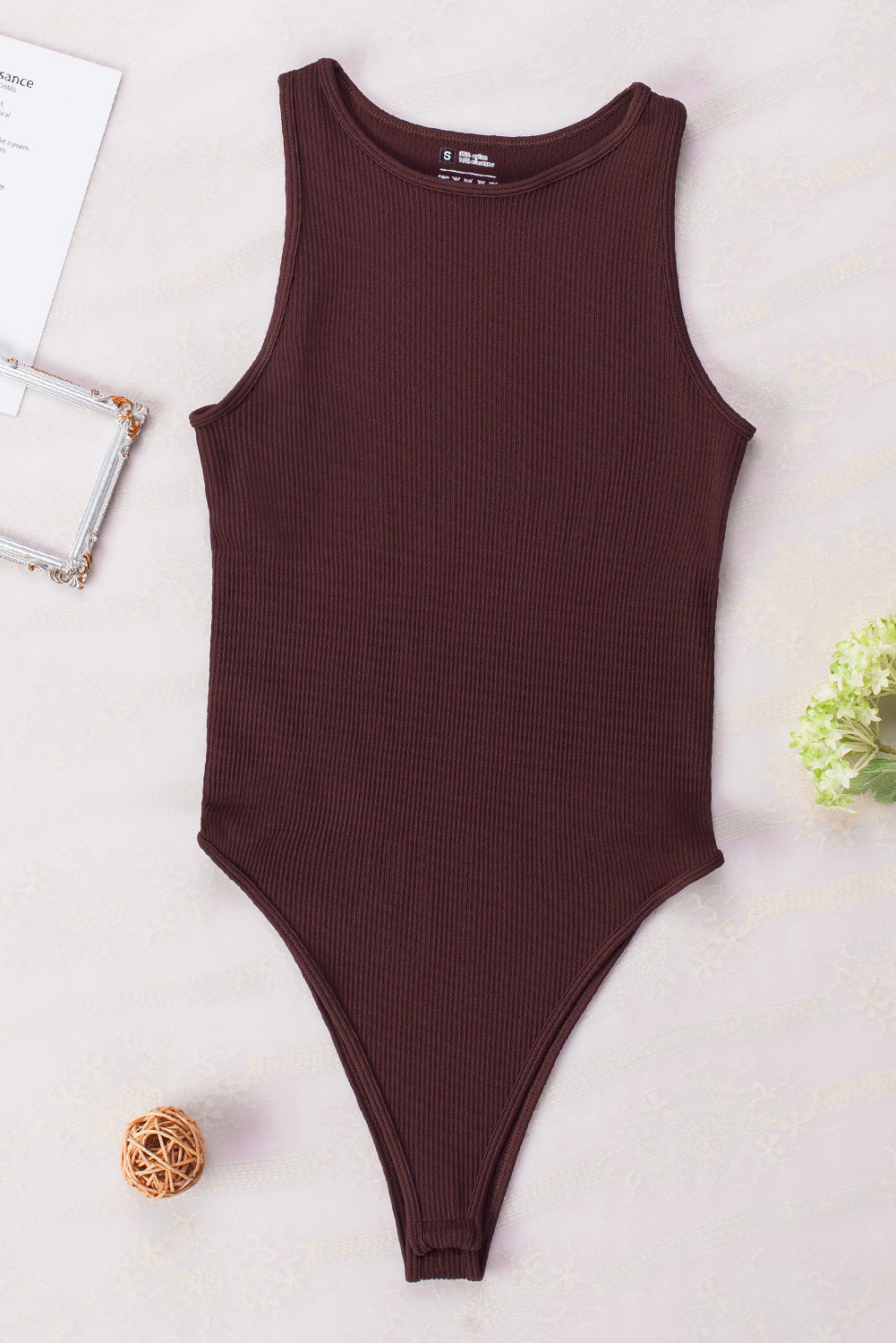 Solid Color Ribbed Sleeveless Sport Romper