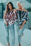 Off The Shoulder Vertical Stripes Blouse in Black