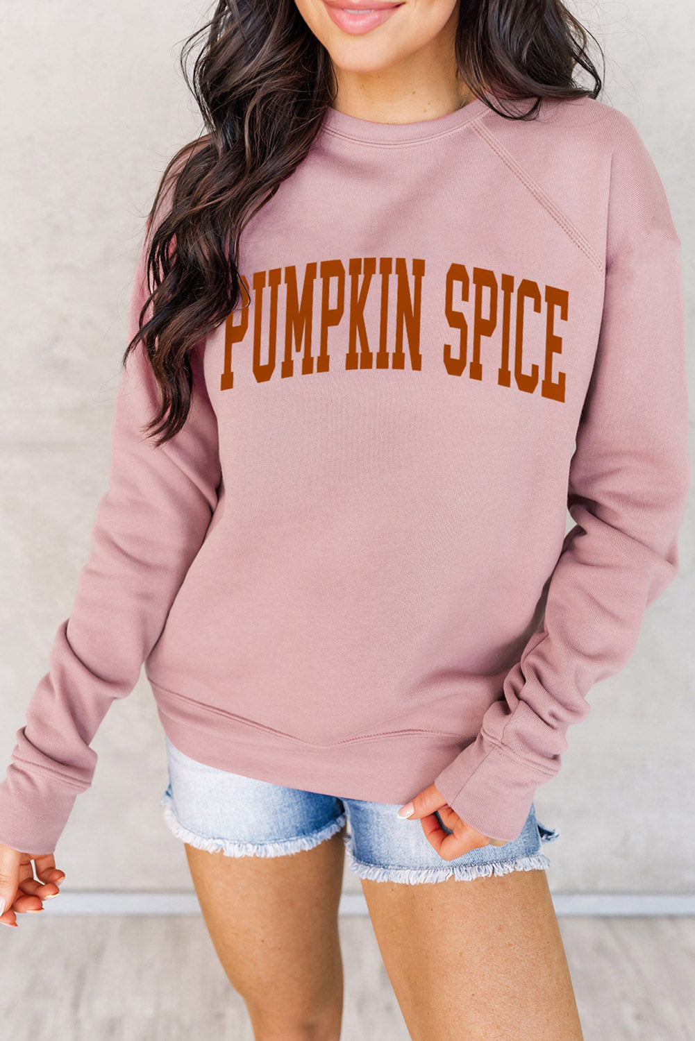 Pink French Terry Cotton Blend Pullover Sweatshirt