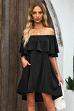 Off The Shoulder Ruffle Casual Shift Dress