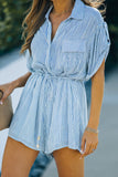 Striped Collared Tie Romper