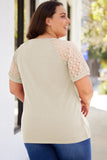 Lace Short Sleeve Plus Size Waffle Top