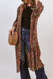 Open Front Boho Floral Print Kimono