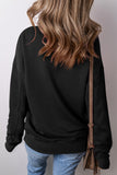 Black Drop Shoulder Crisscross Stitching Pocketed Loose Sweatshirt