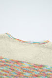 Multicolor Space Dye Henley Knit Sweater