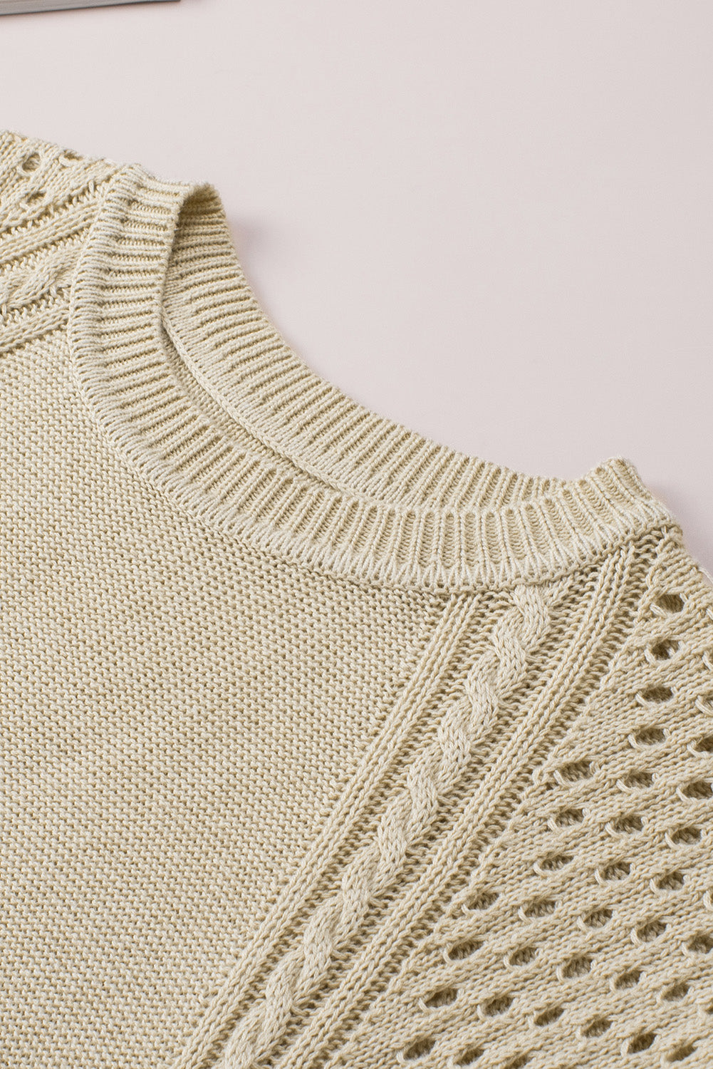 Fringed Hollow-out Short Sleeves Sweater