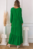 Asymmetrical Tiered Long Sleeve Maxi Dress