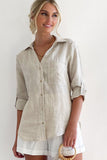 Roll Tab Long Sleeve Relaxed Linen Shirt