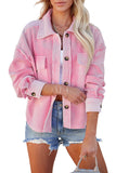 Veste chemise rose avec poches et col rabattu