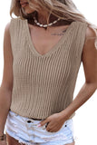 Hollowed Knit V Neck Tank Top