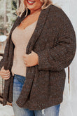 Khaki Open Front Knit Plus Size Cozy Cardigan