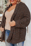 Kaki Cardigan douillet en tricot ouvert sur le devant de grande taille