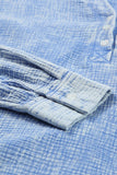 Haut Henley ample texturé froissé bleu ciel