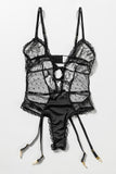 Lace Mesh Sheer Spaghetti Straps Teddy Lingerie