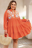 Plus Size Embroidered Tiered Ruffle Dress