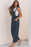 Sail Blue Plaid Print Buttoned Pocketed High Waist Overall