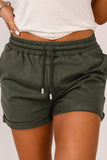 Tie Waist Side Pockets Cuffed Lounge Shorts