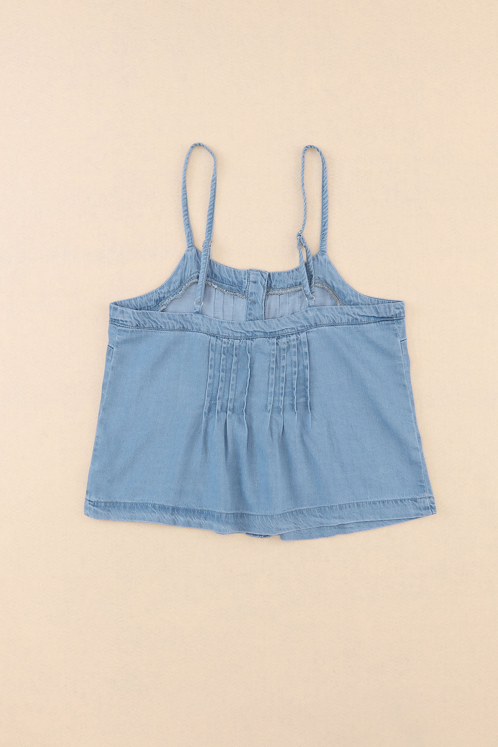 Pleated Buttons Denim Tank Top