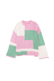 Colorblock Drop Shoulder Bell Sleeve Sweater