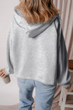 Bonbon Fleece Lined Half Zipper Kangaroo Pockets Loose Hoodie