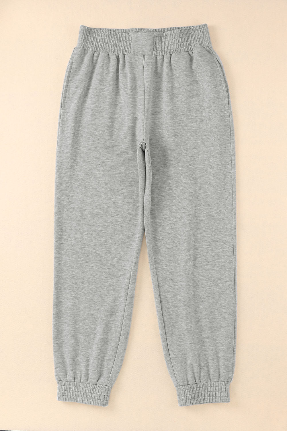 Pantalon de jogging taille haute smocké gris 