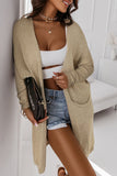 Khaki Pocketed Knit Dolman Sleeve Cardigan