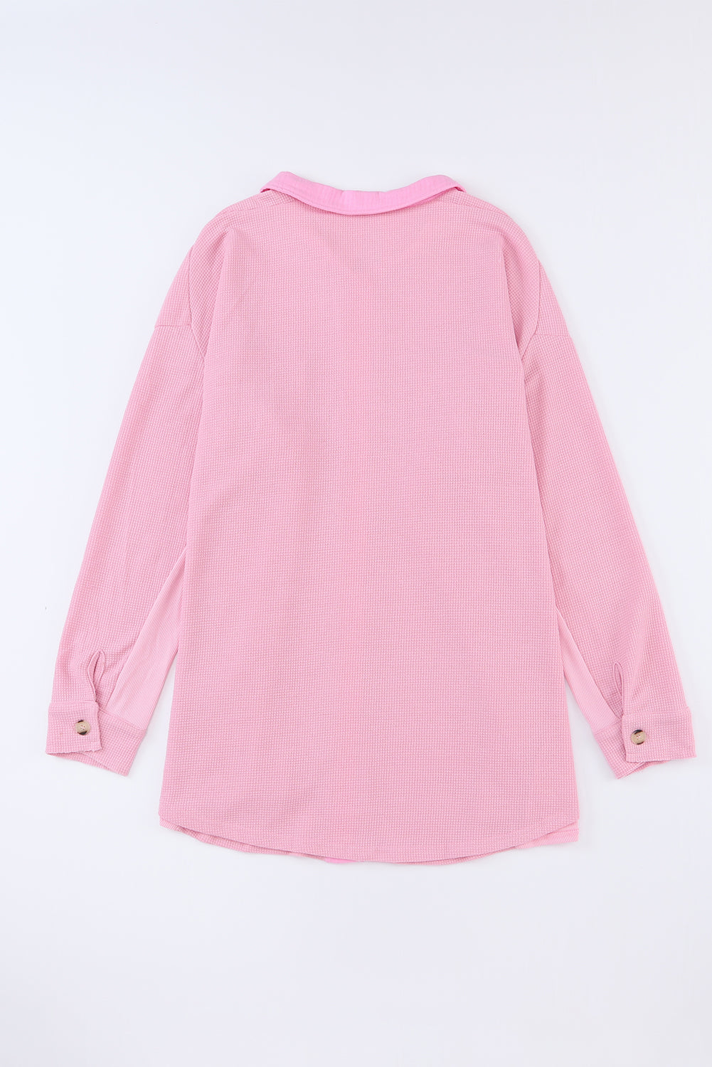 Plus Size Waffle Knit Exposed Seam Shirt