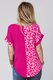 Half Leopard Patchwork Short Sleeves Top