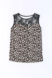 Plus Size Lace Splicing Print Tank Top