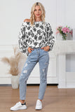 Floral Print Cold Shoulder Loose Fit Blouse