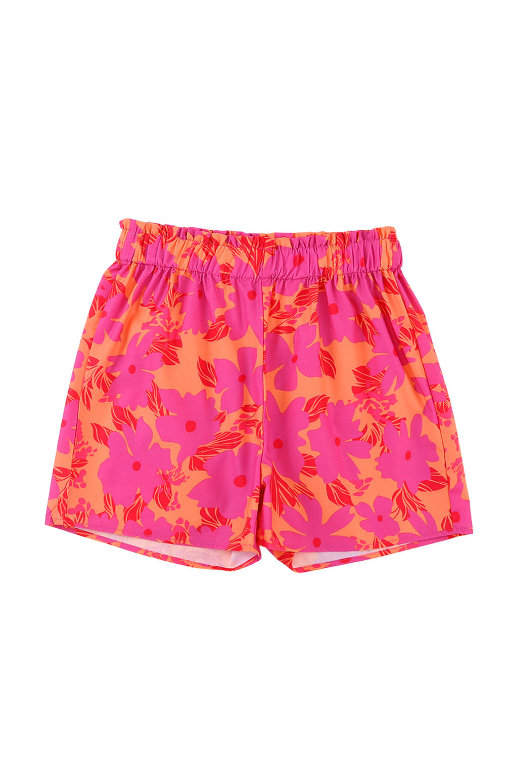 Short rose à taille smockée et imprimé floral