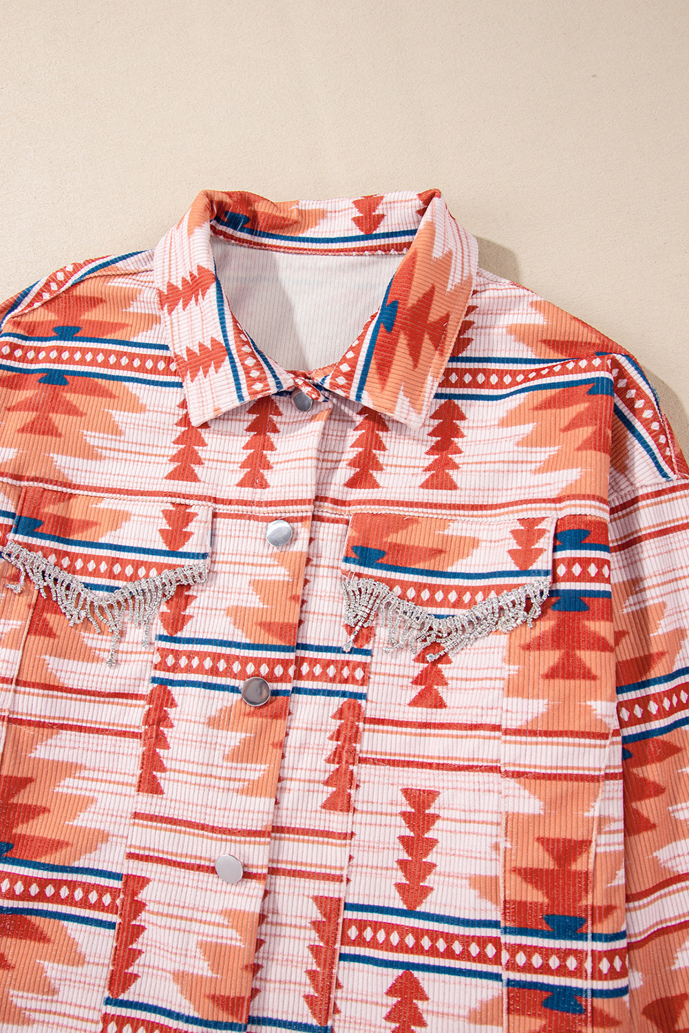 Western Aztec Print Corduroy Jacket