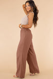 Pink Textured High Waist Wide Leg Plus Size Pants