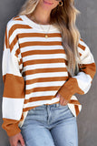 Stripe Drop Shoulder Striped Pullover Sweatshirt