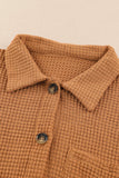 Black Waffle Knit Button Up Casual Shirt