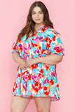 Multicolour Floral Tiered V Neck Plus Dress