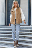 Snap Button Pocketed Sherpa Vest Jacket