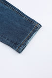 Blue Distressed Button Fly High Waist Skinny Jeans